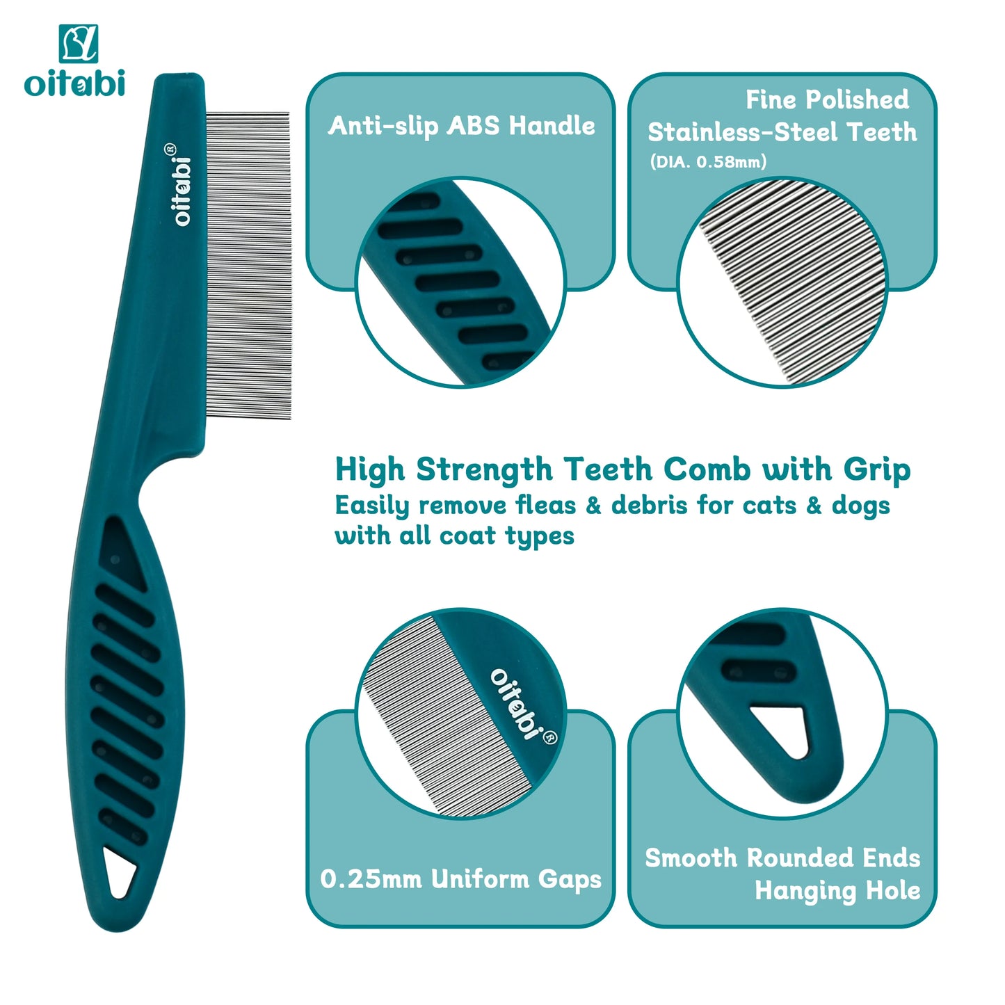 3/4/5/6Pcs Dog Grooming Comb Set, Pet Flea Lice Stainless Steel Cat Combs, 2-In-1 Double Sided Dogs Tear Stain Remover