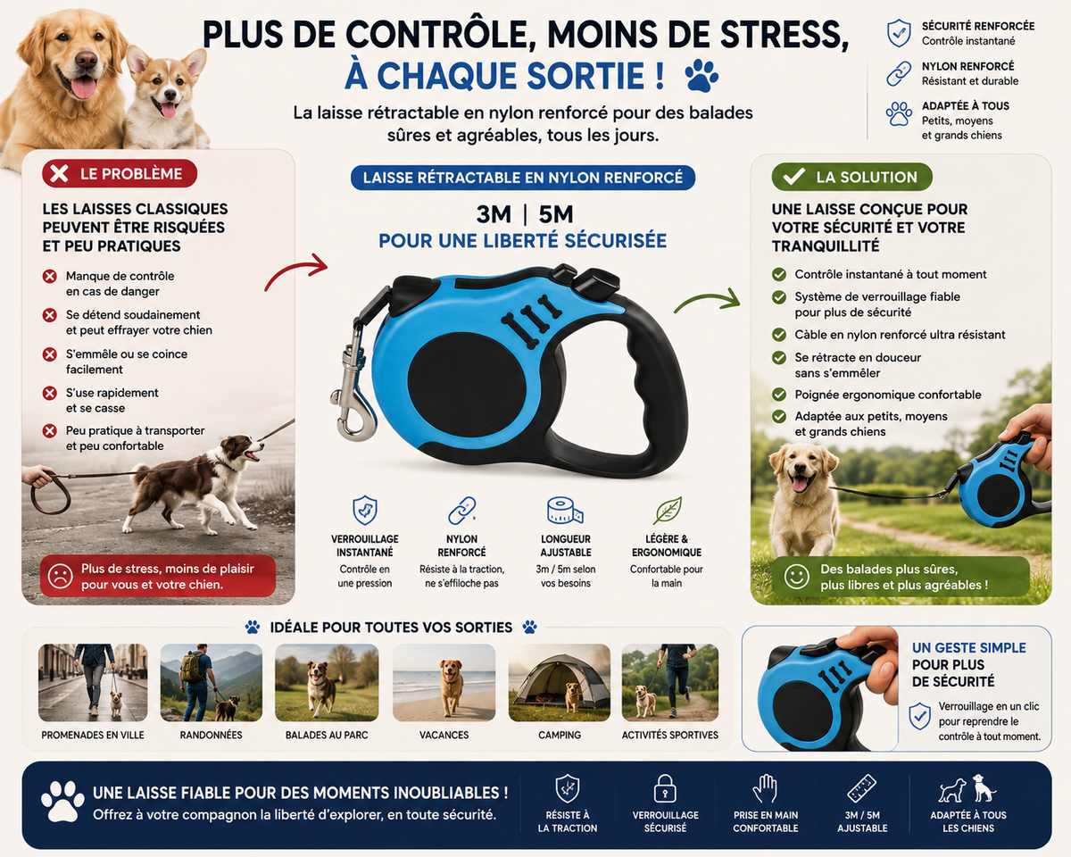 laisse chien rétractable
