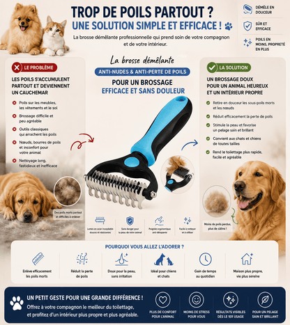 brosse anti- noeuds pour animaux