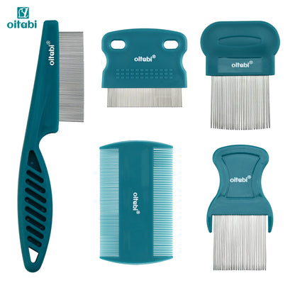 3/4/5/6Pcs Dog Grooming Comb Set, Pet Flea Lice Stainless Steel Cat Combs, 2-In-1 Double Sided Dogs Tear Stain Remover