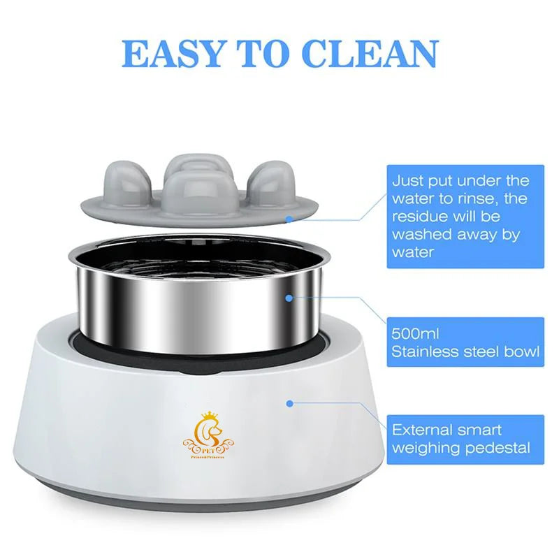 EUR PET Smart Pet Dog Food Slow Feeder Food Stainless Steel Dog Bowl with Digital Weighing