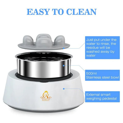 EUR PET Smart Pet Dog Food Slow Feeder Food Stainless Steel Dog Bowl with Digital Weighing