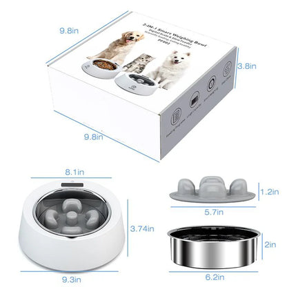 EUR PET Smart Pet Dog Food Slow Feeder Food Stainless Steel Dog Bowl with Digital Weighing