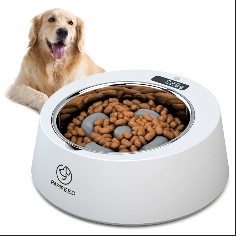 EUR PET Smart Pet Dog Food Slow Feeder Food Stainless Steel Dog Bowl with Digital Weighing