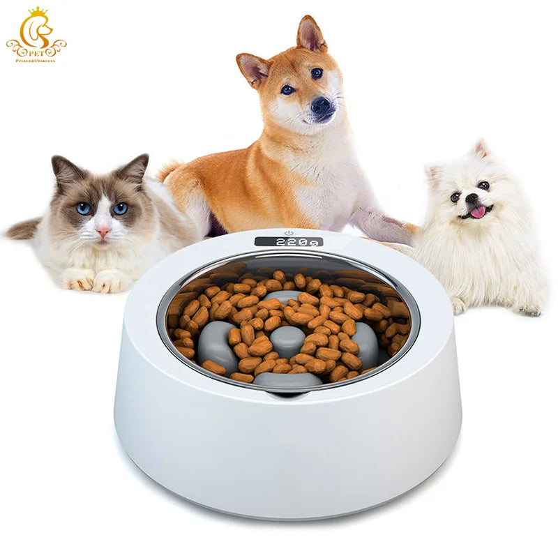 EUR PET Smart Pet Dog Food Slow Feeder Food Stainless Steel Dog Bowl with Digital Weighing