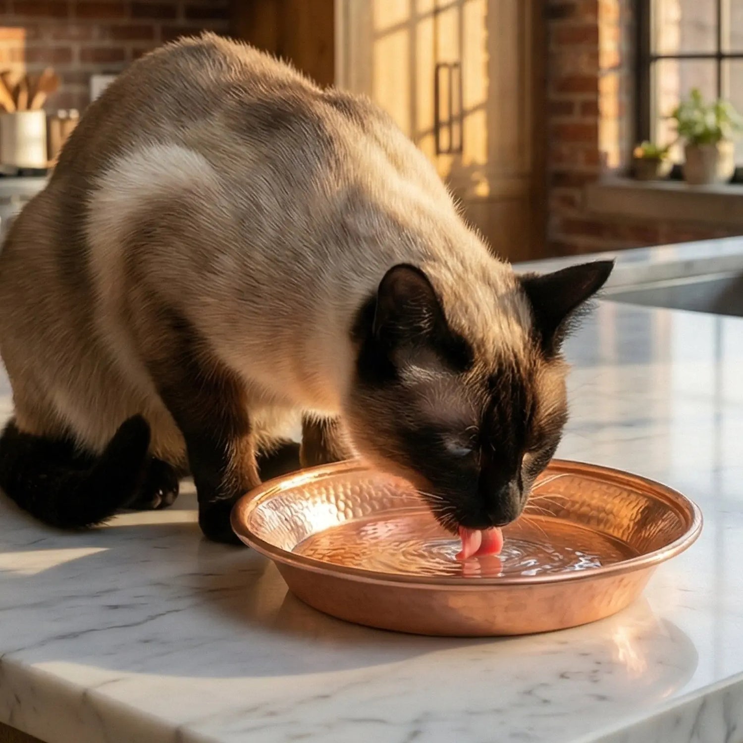 Luxurious Copper Cat Bowl Food Dishes Feeding & Watering Supplies Dog Basic Bowls