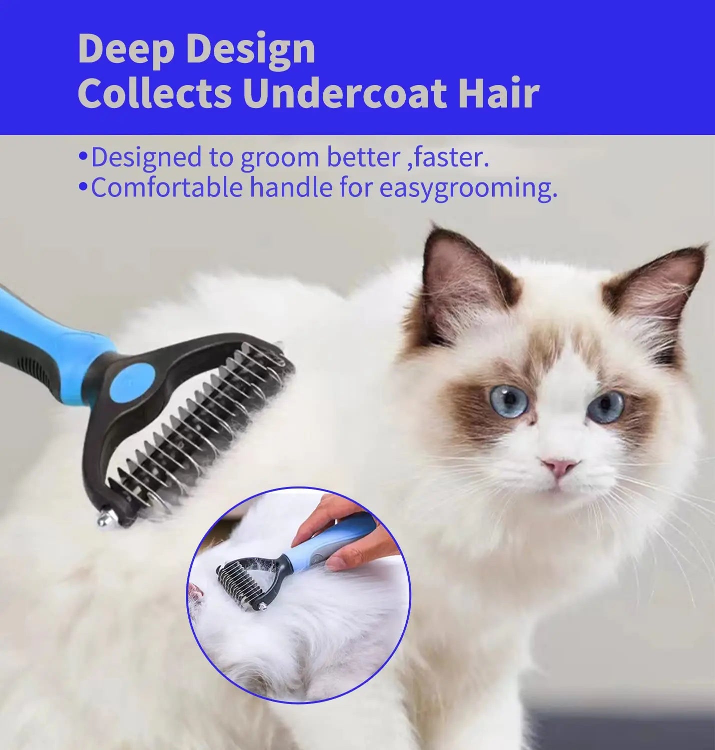 Brosse démêlante professionnelle pour chien et chat, poignée ergonomique