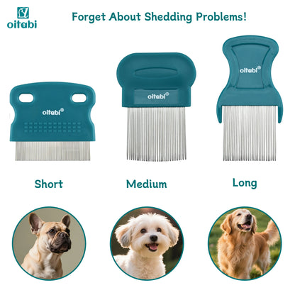 3/4/5/6Pcs Dog Grooming Comb Set, Pet Flea Lice Stainless Steel Cat Combs, 2-In-1 Double Sided Dogs Tear Stain Remover